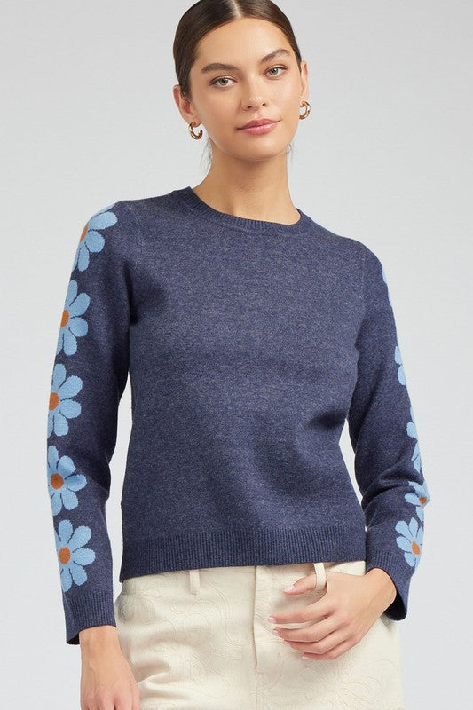 Cassie Floral Sleeve Sweater