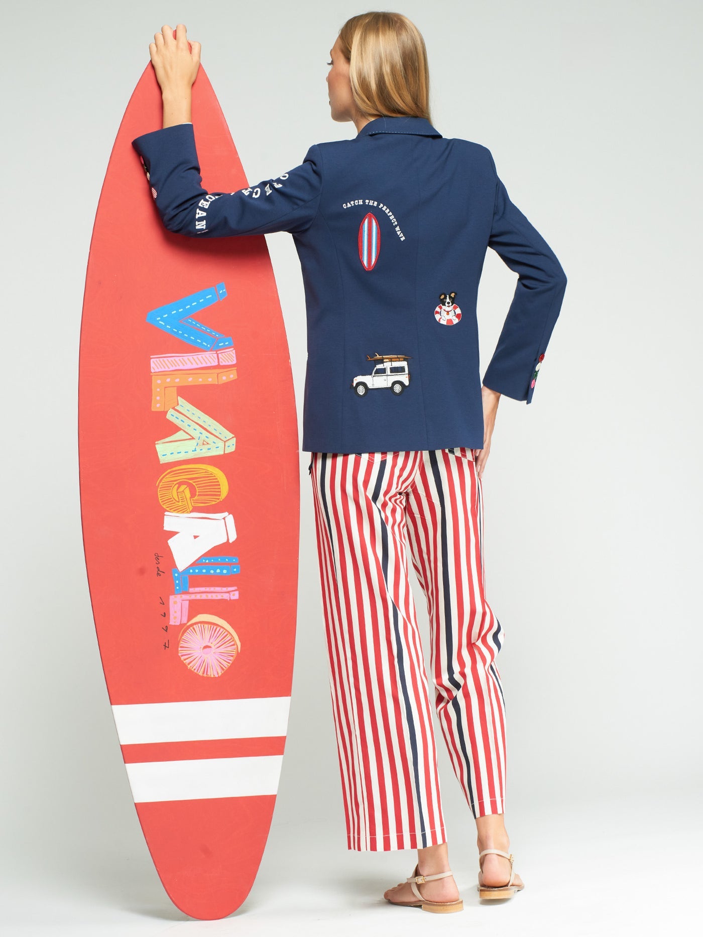 Villagallo Embroidered Navy Blazer