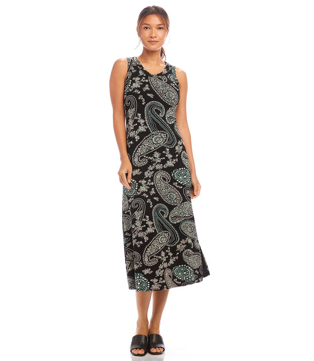 Paisley Sleeveless Midi Dress