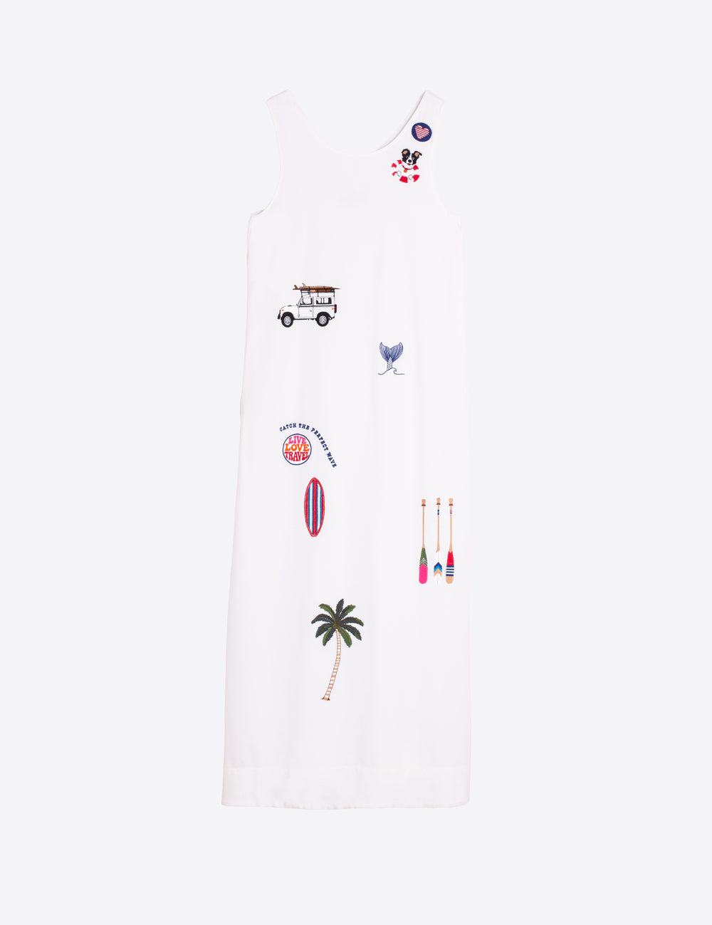 Villagallo White Embroidered Midi Surf Dress
