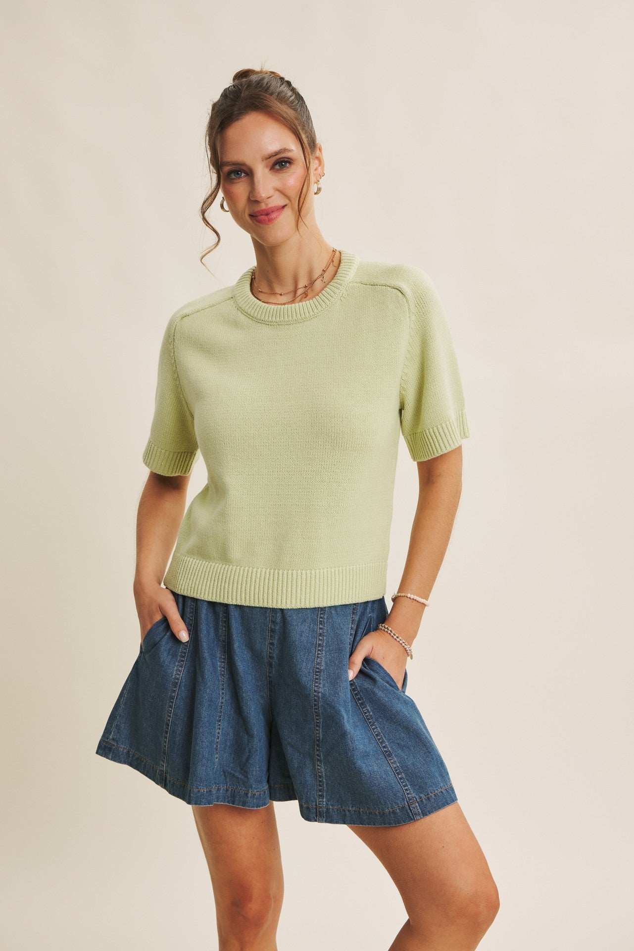 Essential Short Sleeve Knit Sweater