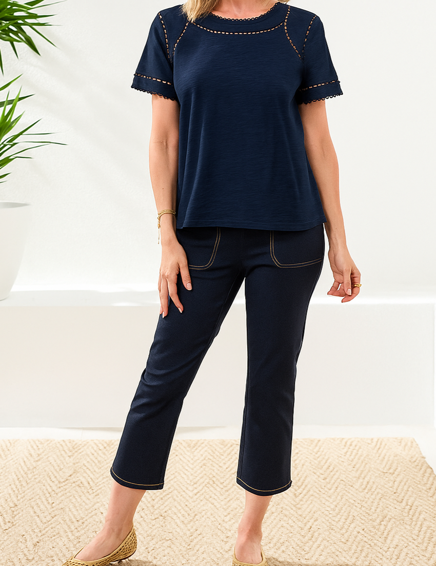 Claudette Lace Detail Top by Tribal
