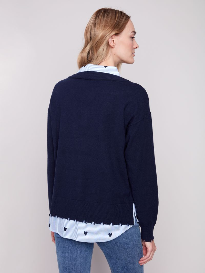 Margaret Layered Poplin Sweater by Charlie B