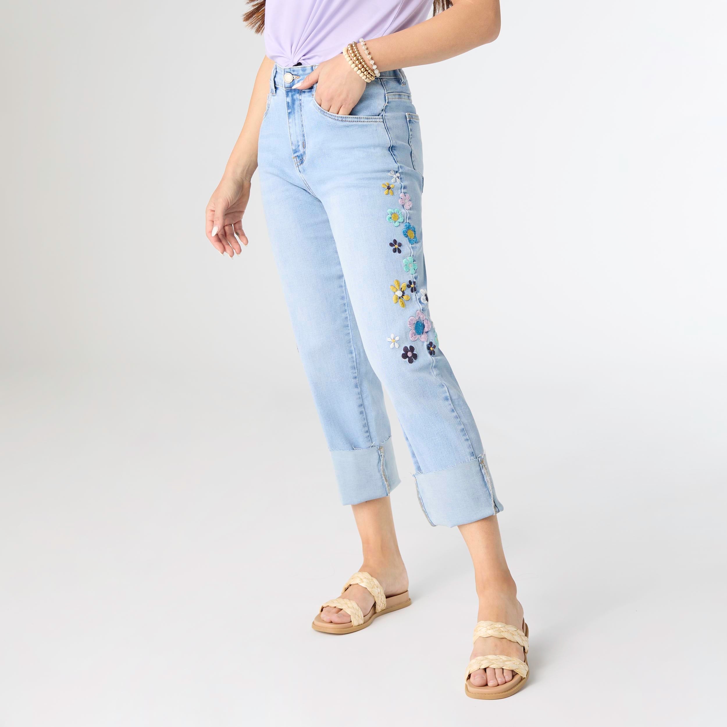 Everstretch Floral Embroidery Denim Jeans