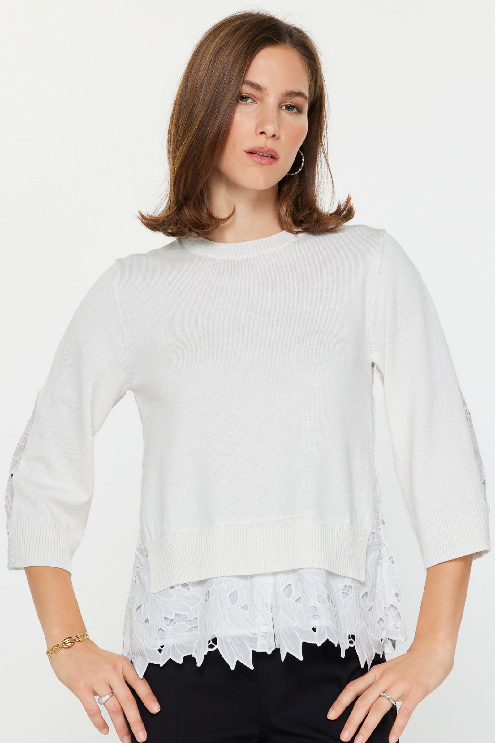Lace Trim Sweater by Current Air