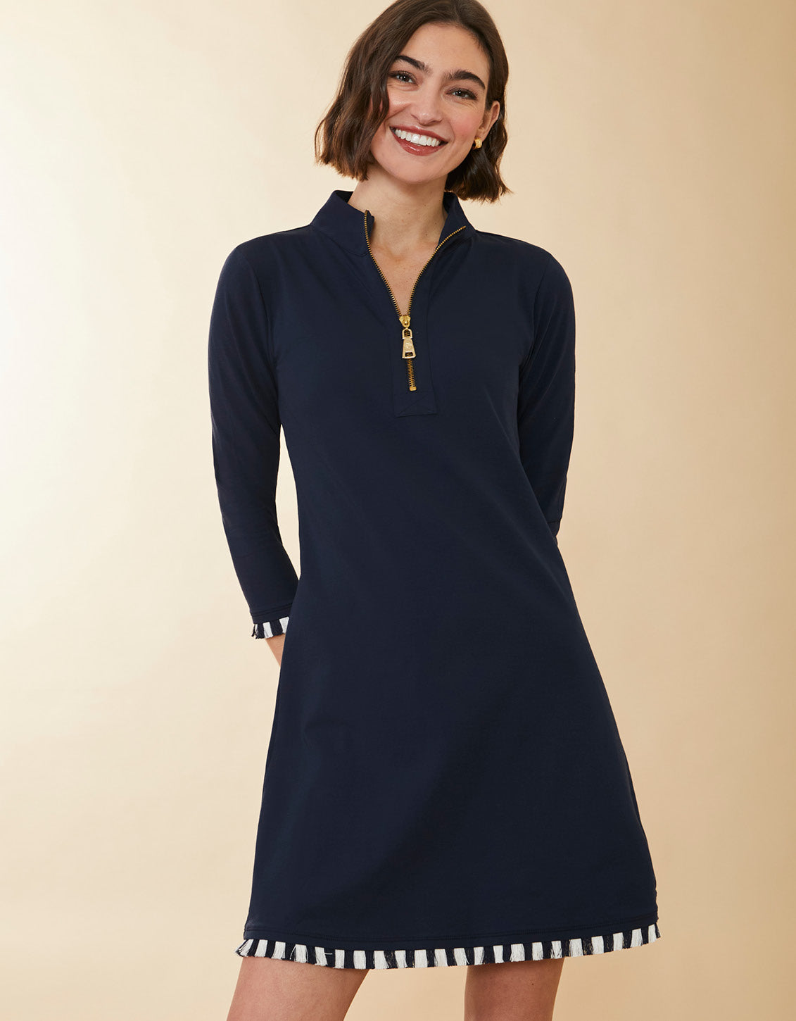 Nora Half Zip Fringe Dress