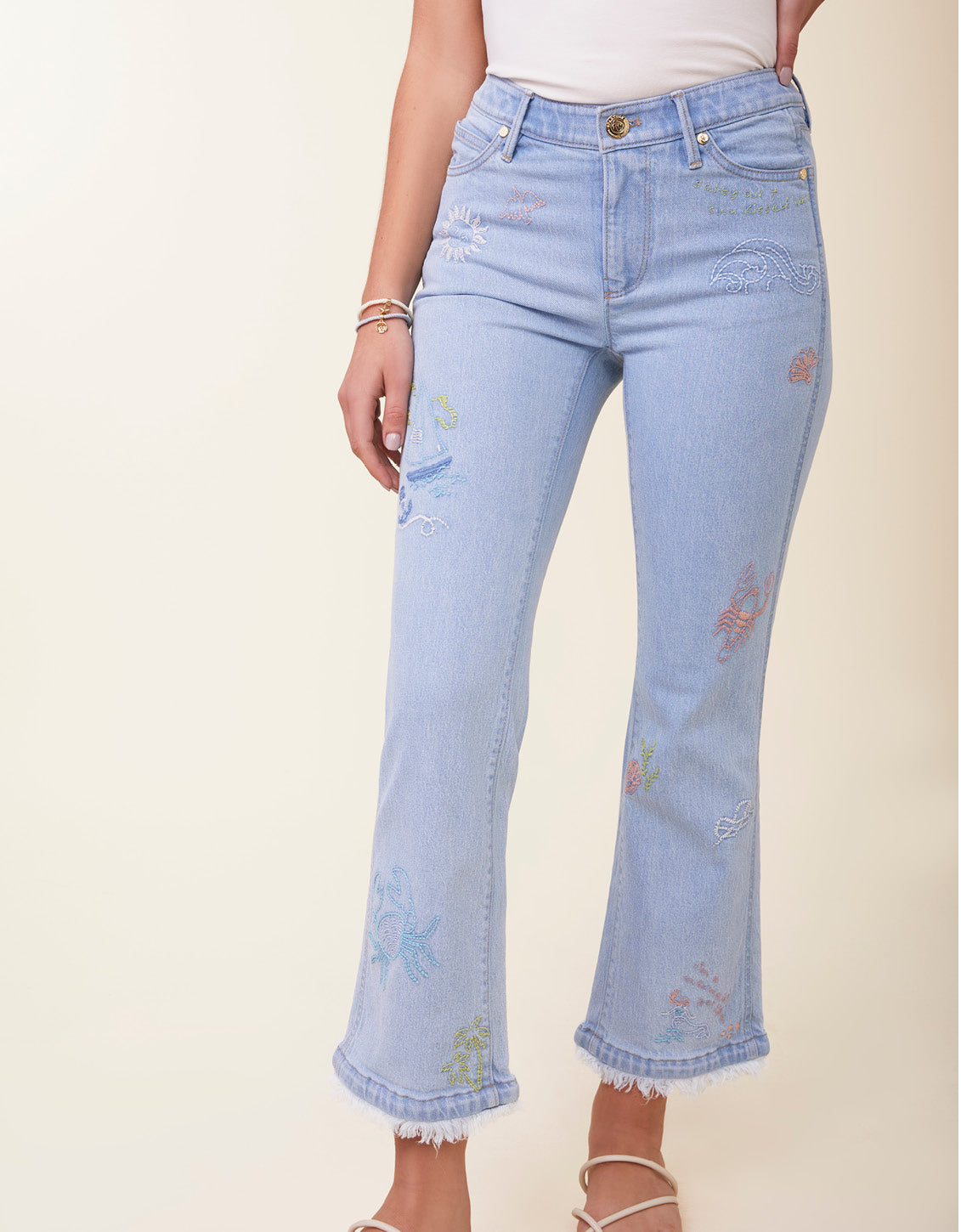 Rowen Embroidered Kick Flare Jeans by Spartina 449