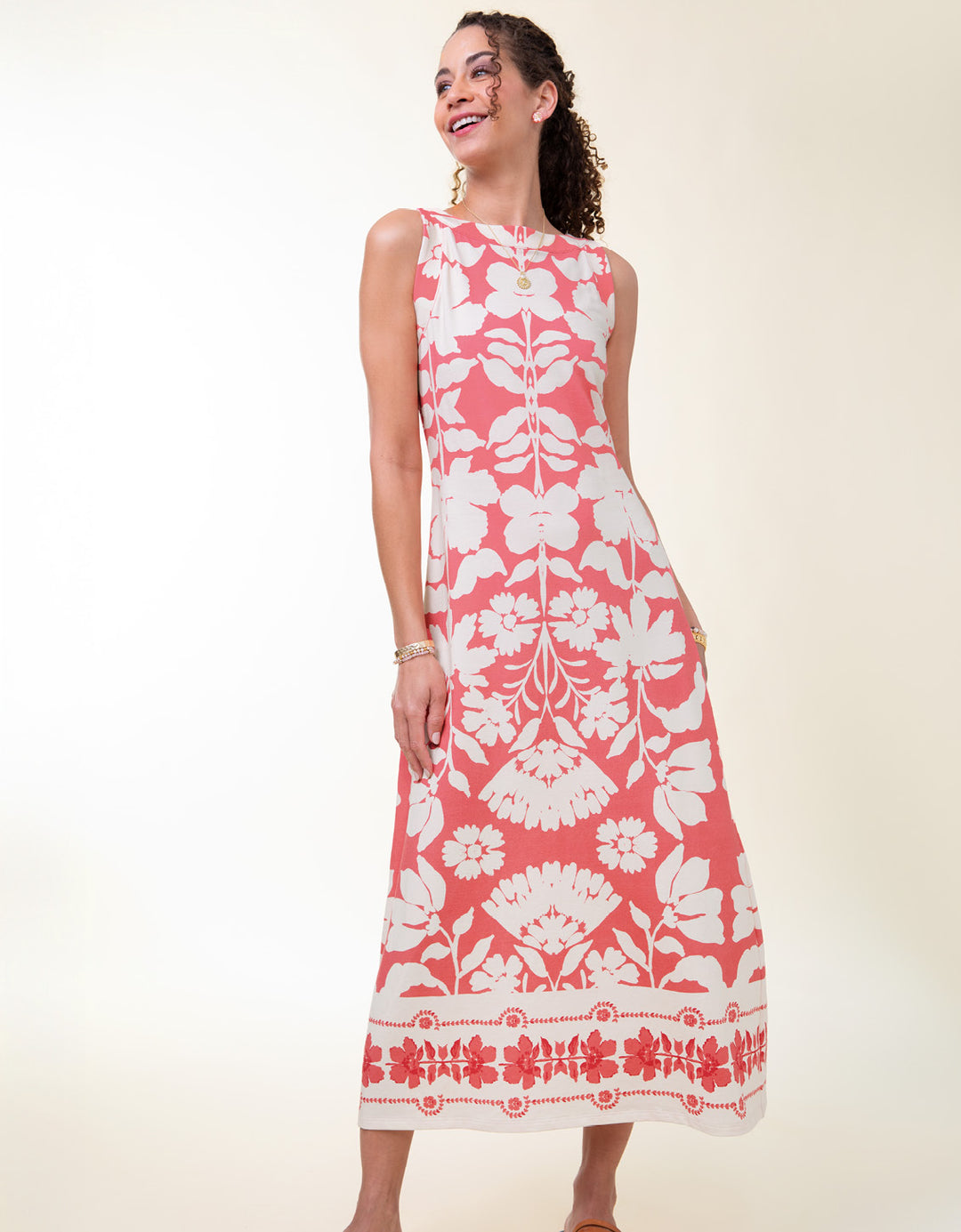 Madolyn Midi Dress in Coral Vine