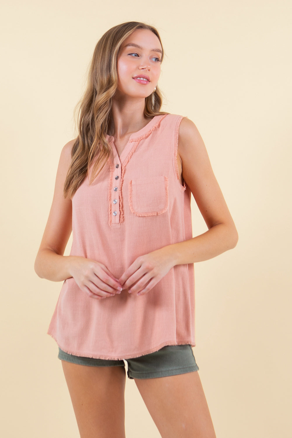 Linen V-Neck Top