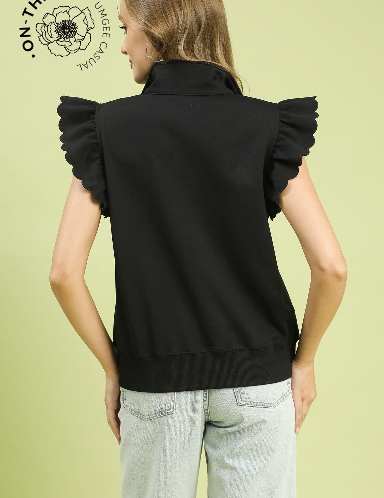 Ruffled Zip Up Sweatshirt by Umgee