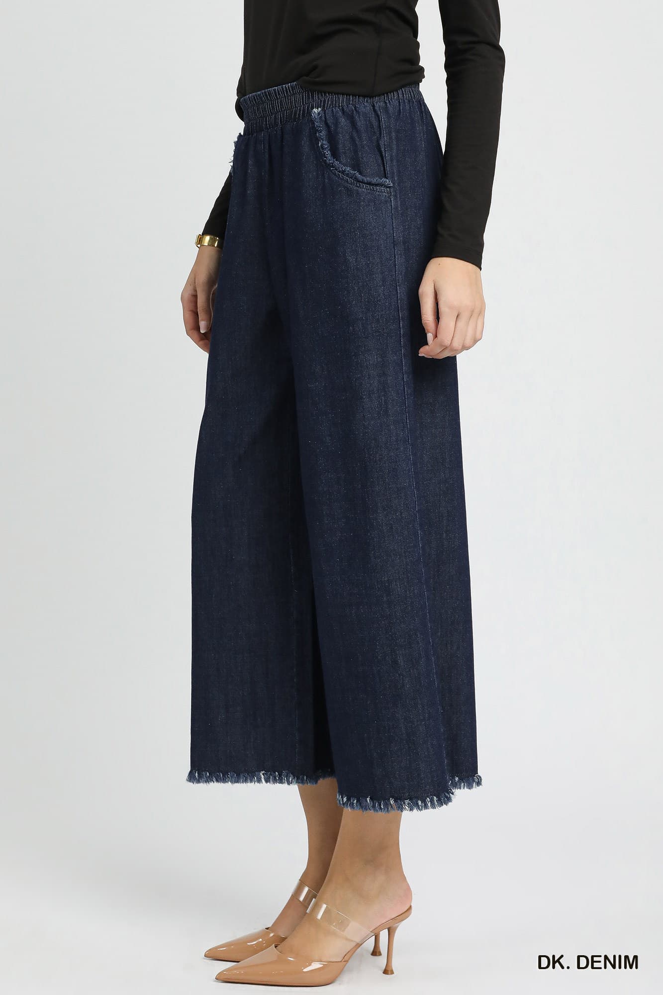Washed Denim Wide Leg Pant