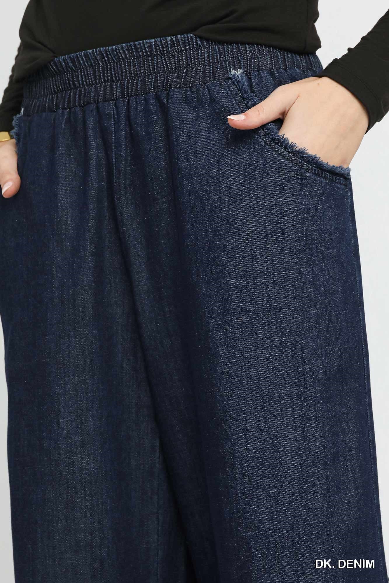 Washed Denim Wide Leg Pant