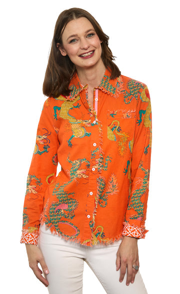 Cape Cod Dragon Blouse in Orange