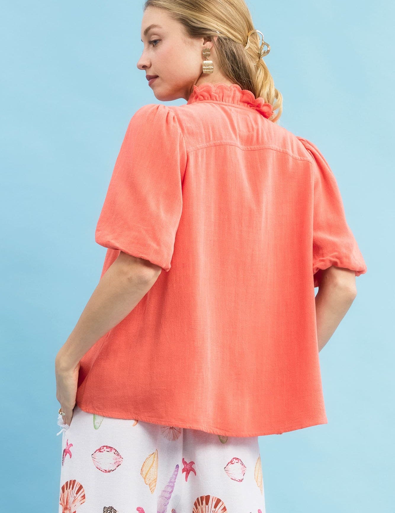 Phoebe Short Sleeve Linen Blouse