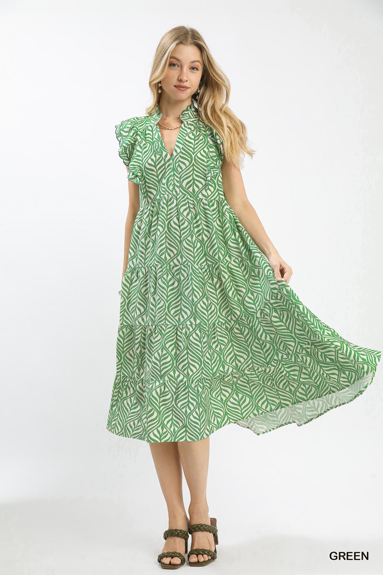 leaf print maxi dress Leaf Print Casual Maxi Dress Medium