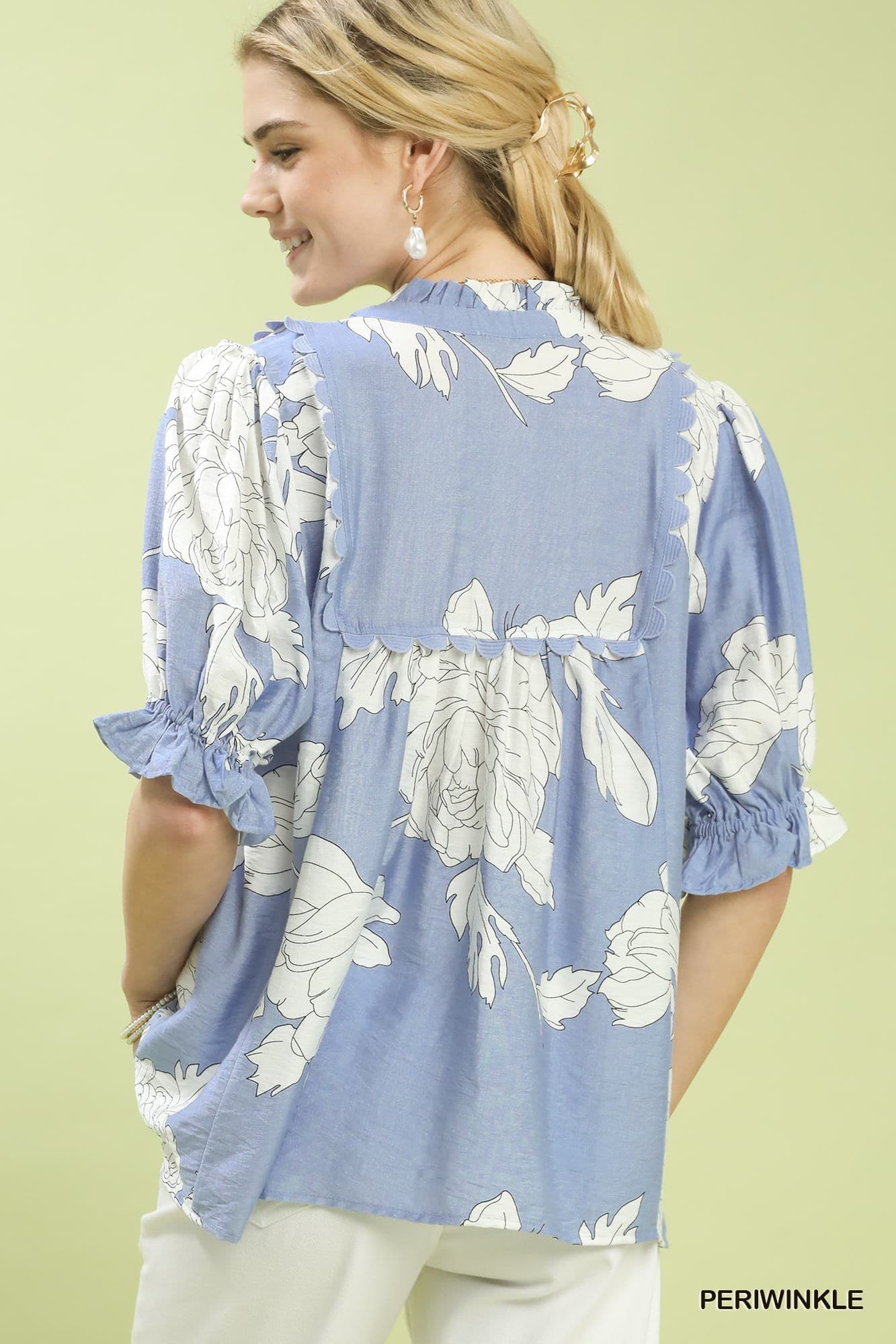 Delilah Scallop Floral Blouse