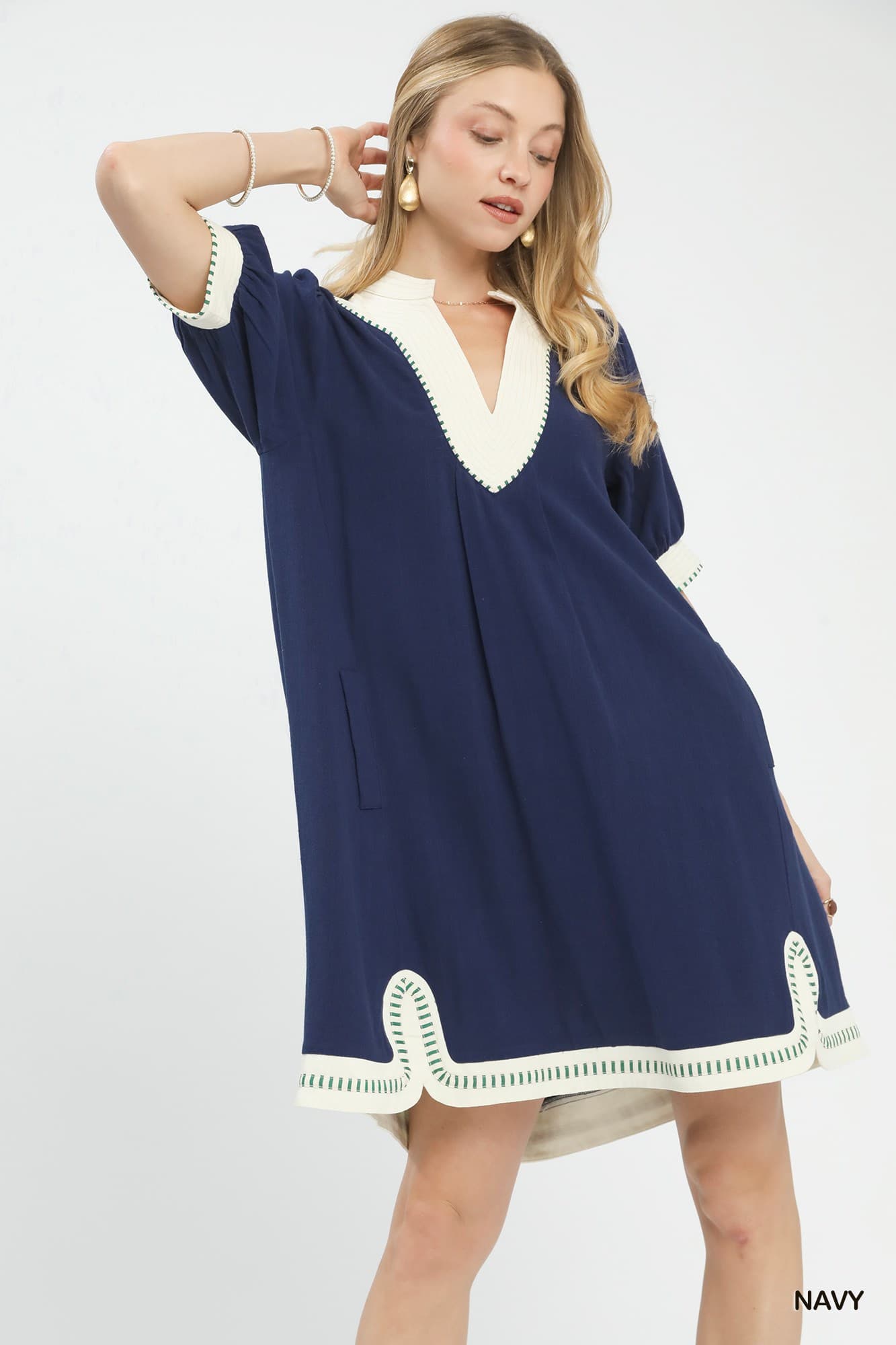 Navy Linen Summer Dress