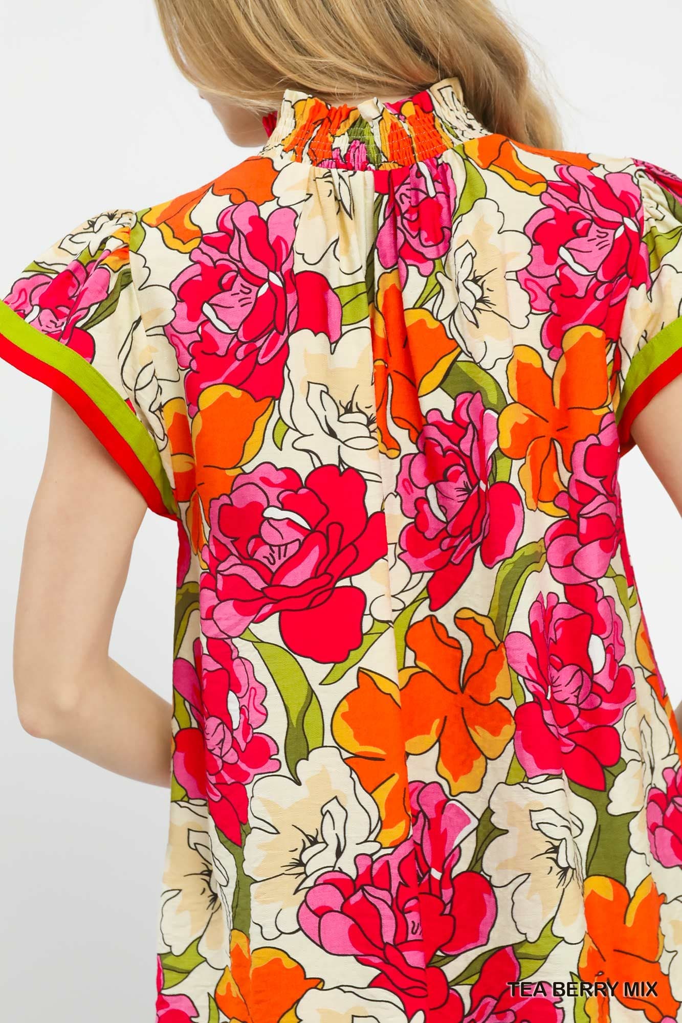 Red Rose Flutter Sleeve Top