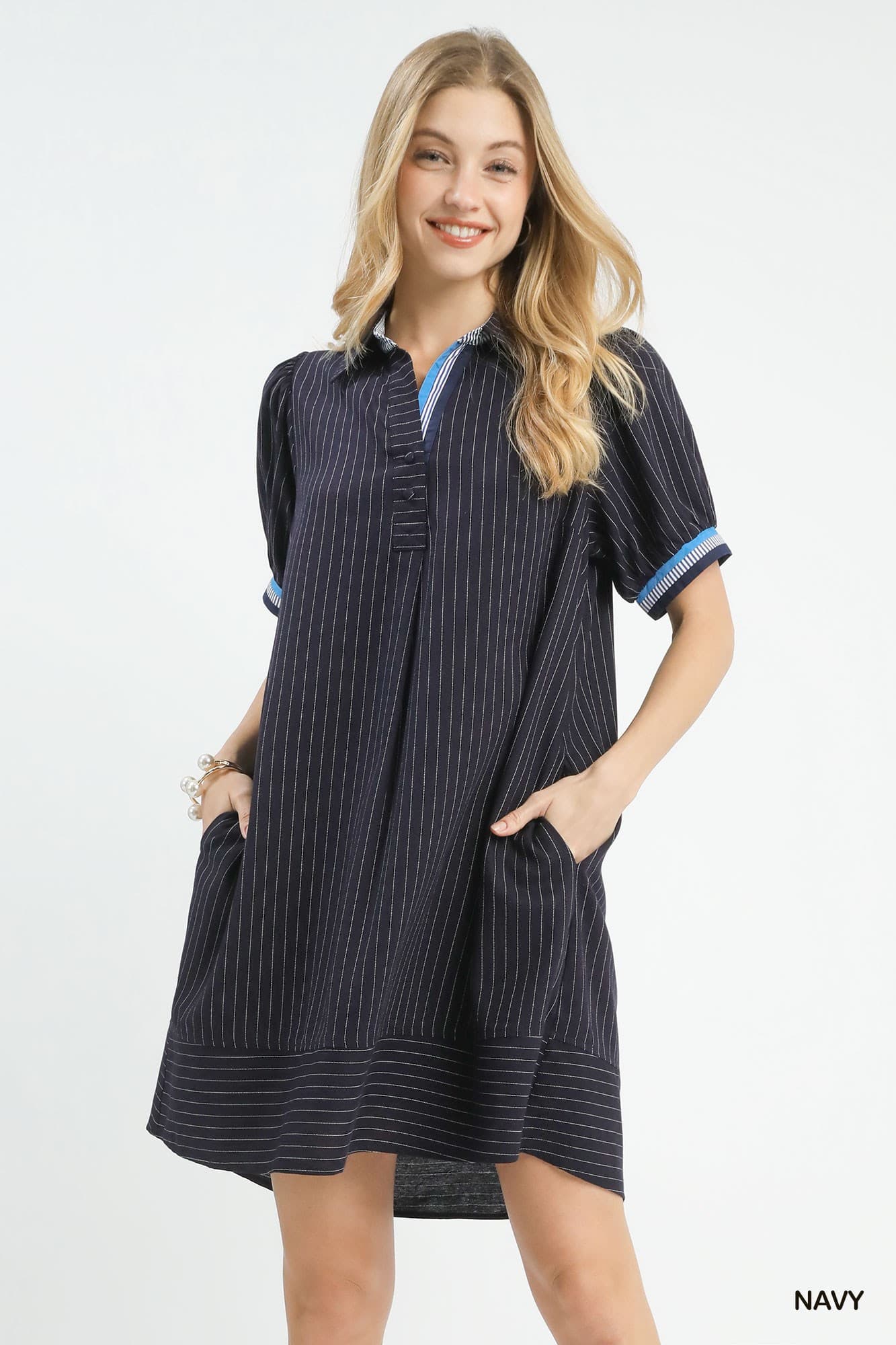 Linen Stripe Polo Dress
