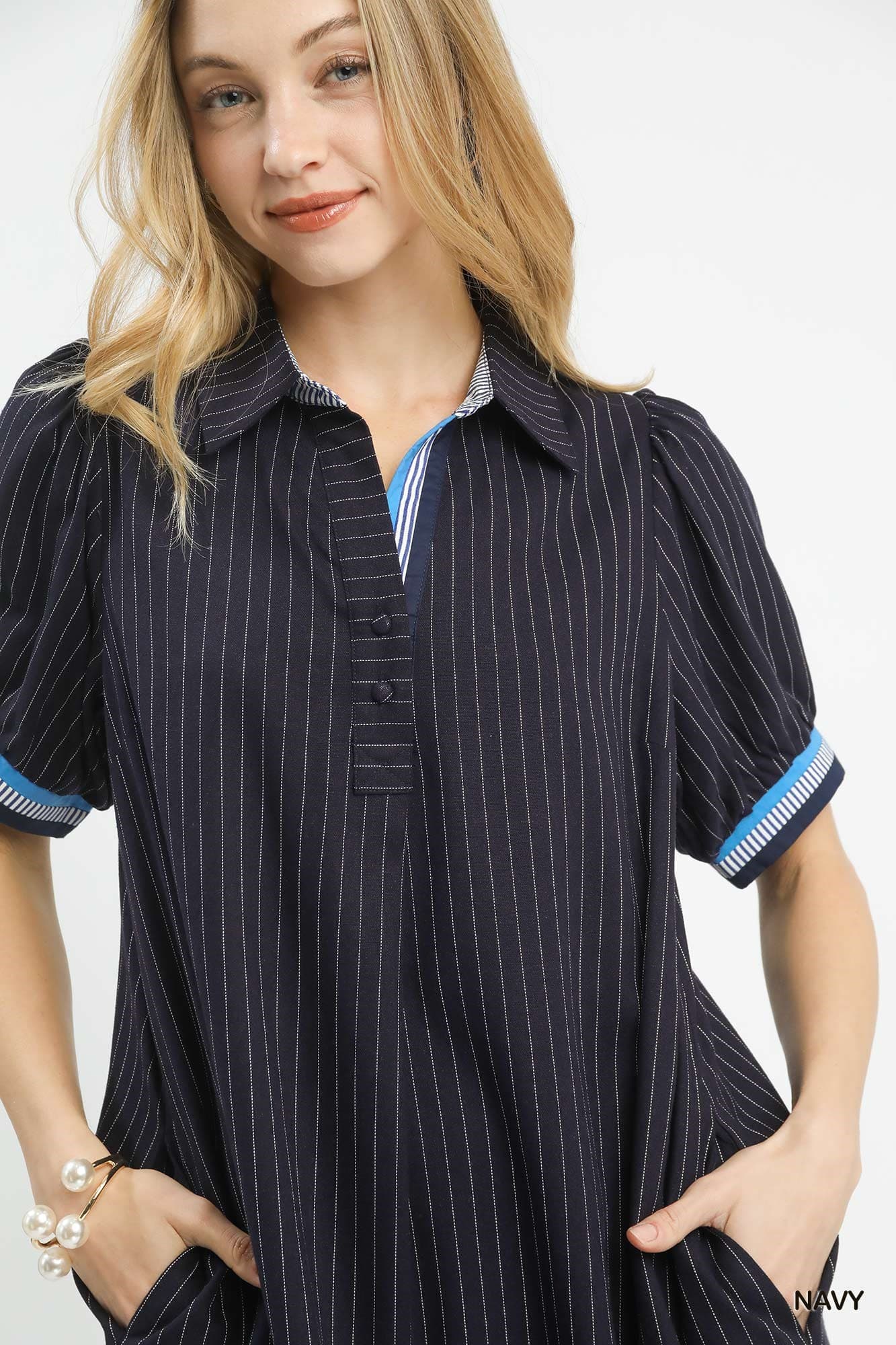 Linen Stripe Polo Dress