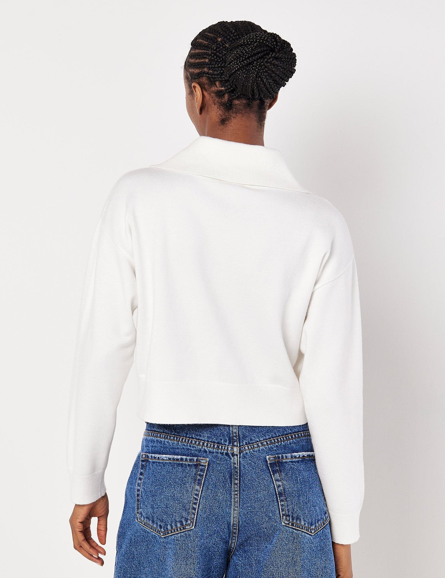 Faith Zip Collar Cropped Sweater