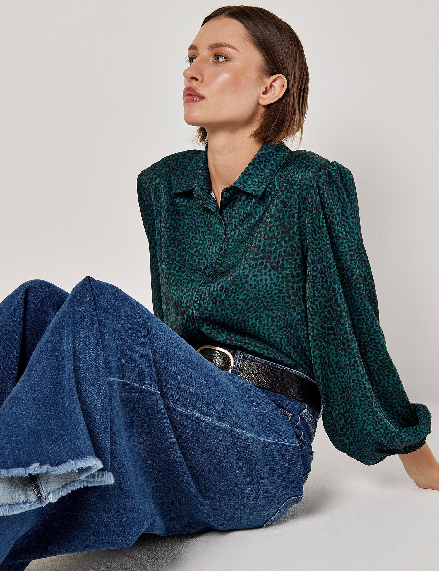 Animal Print Satin Blouse