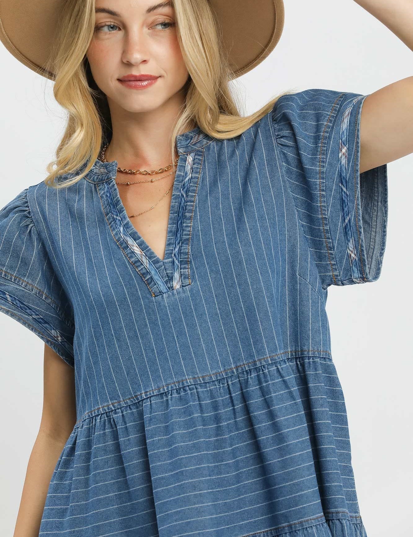 Striped Chambray Cotton Dress