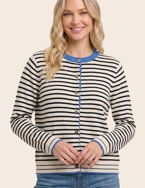 Nadya Striped Button Front Cardigan