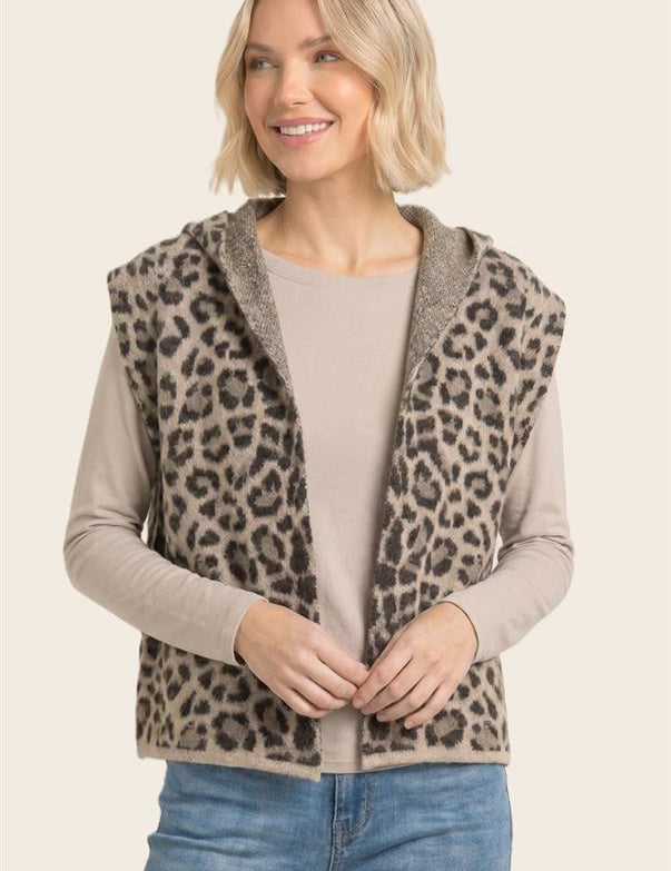 Leopard Open Front Vest