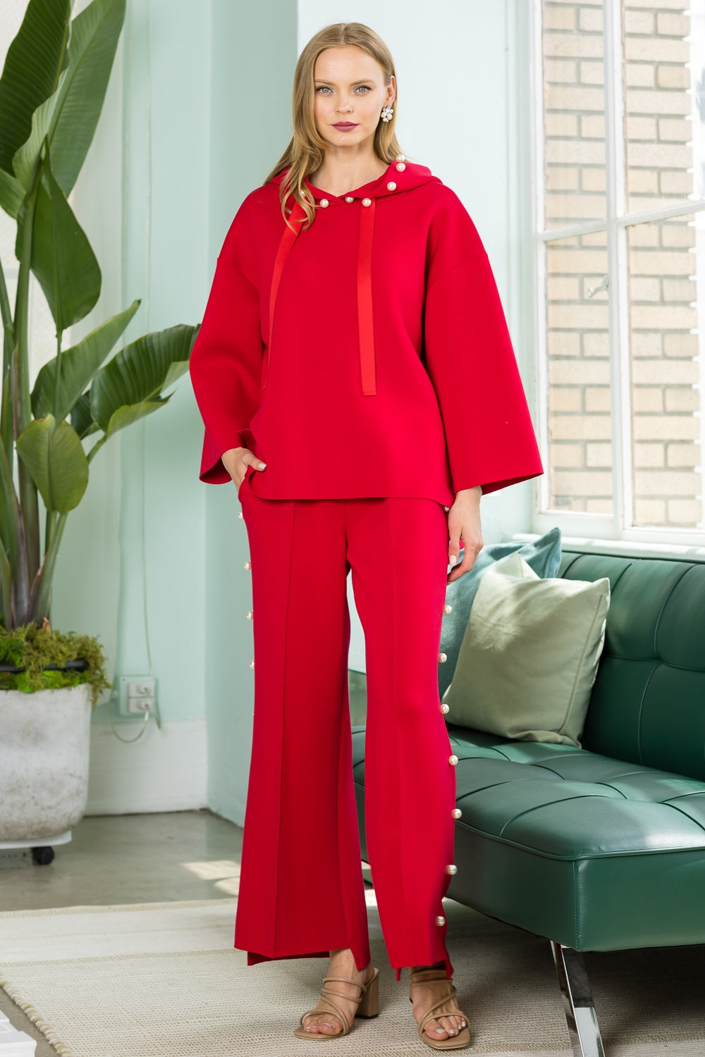 Farrah Pearl Pant in Scarlet Red