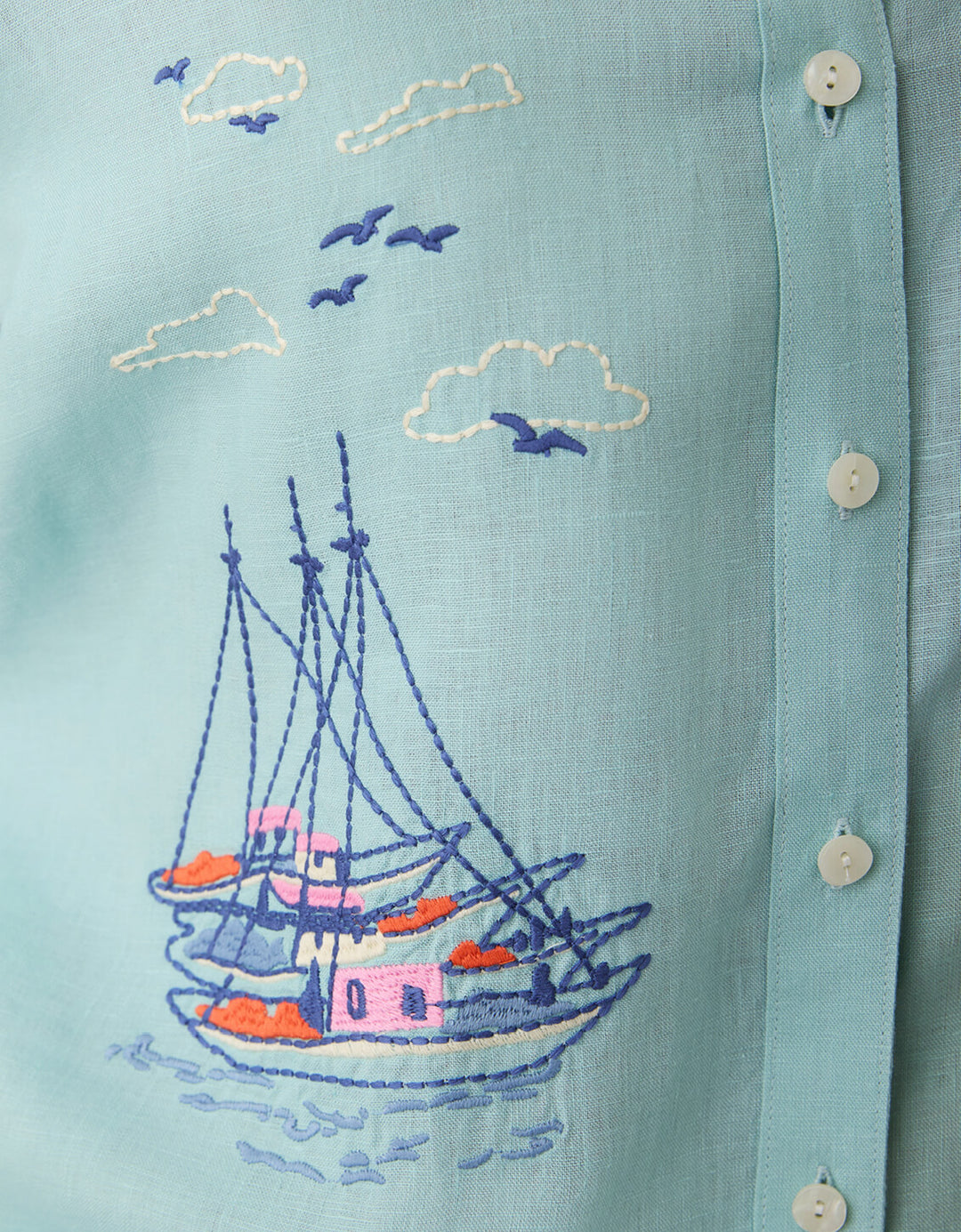Aida Buttonfront Shirt in Tideglass