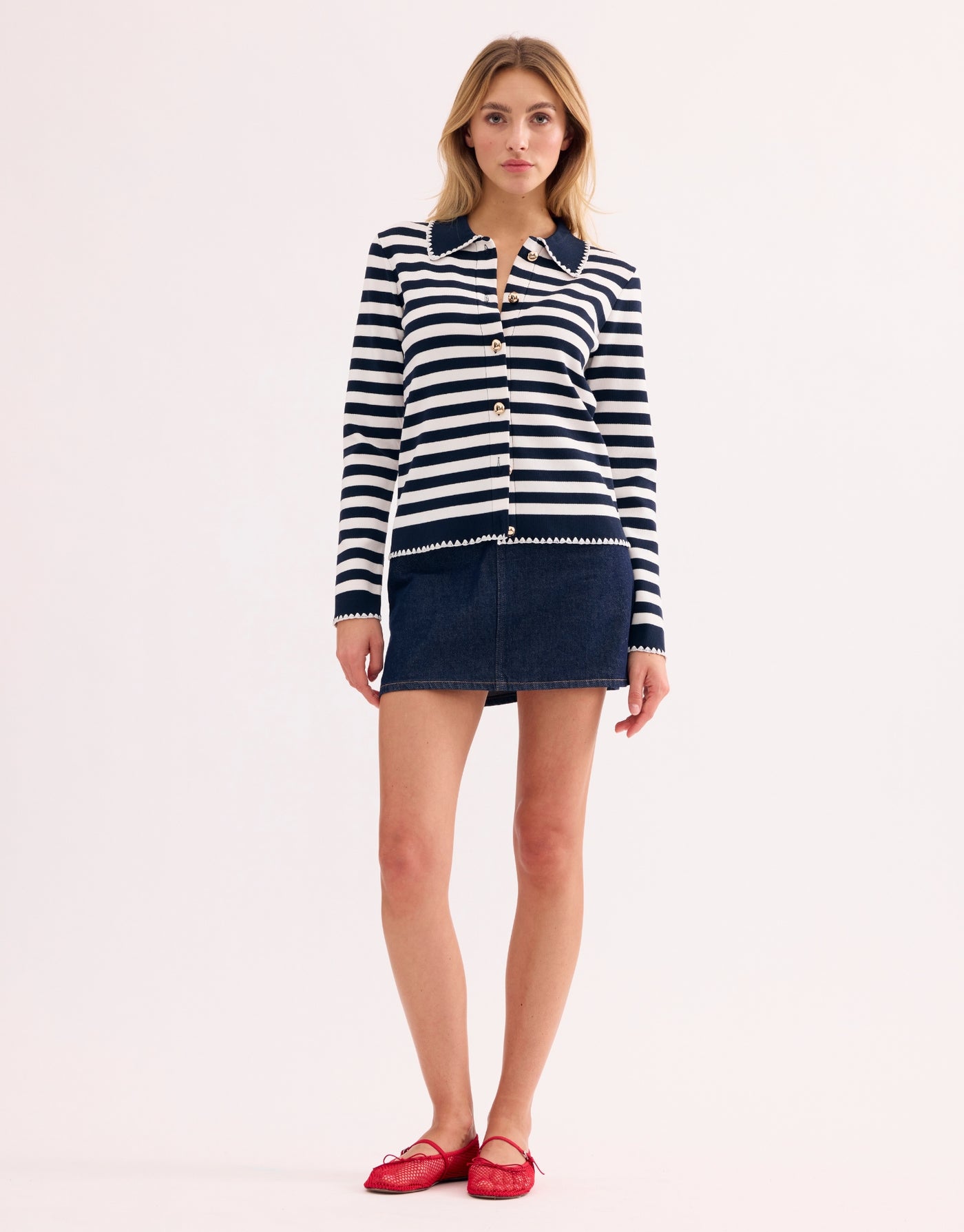 Striped Sailor Sweater Cardigan