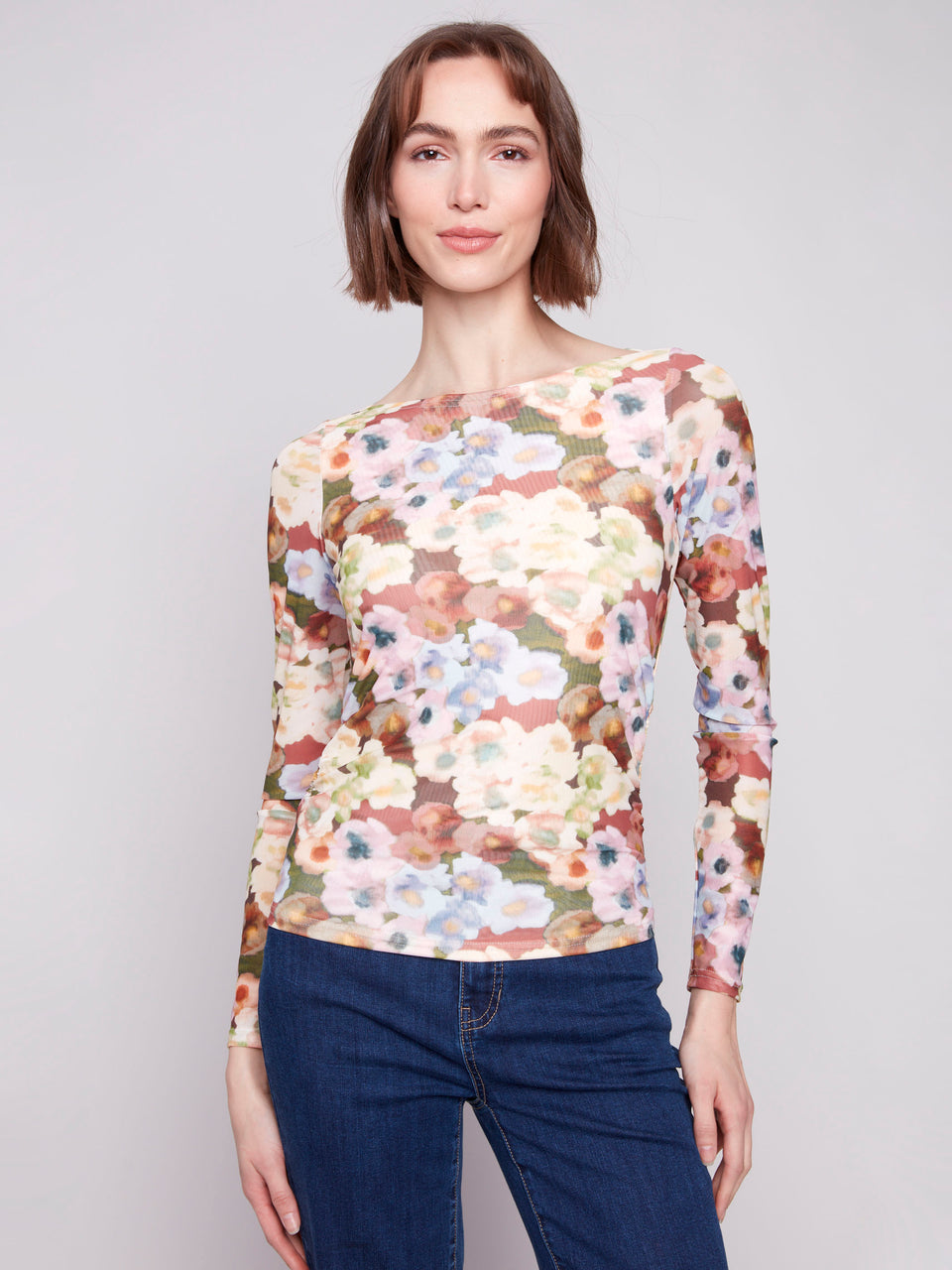 Lined Mesh Botanical Top