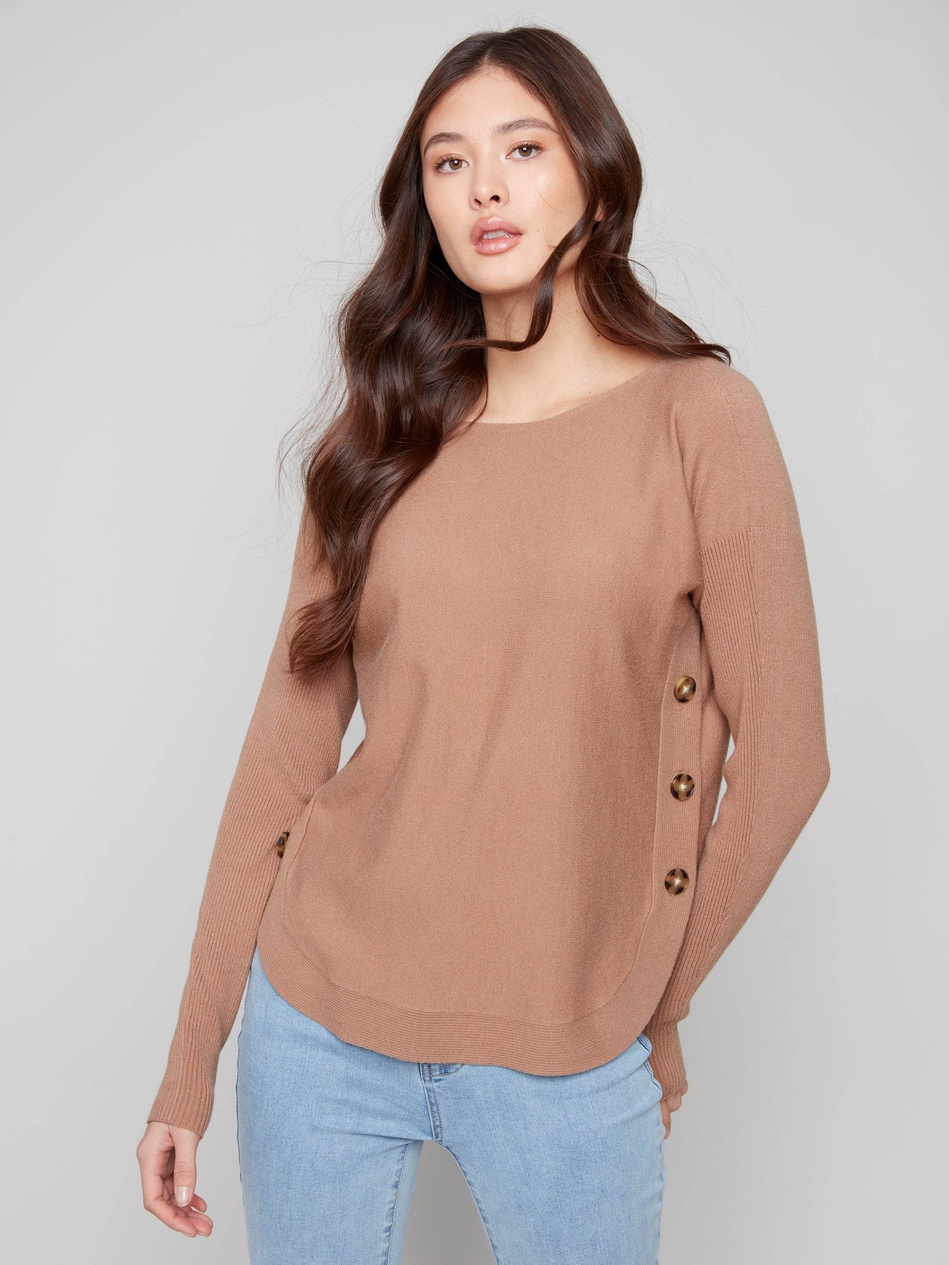 The Lorraine Side-Button Sweater by Charlie B