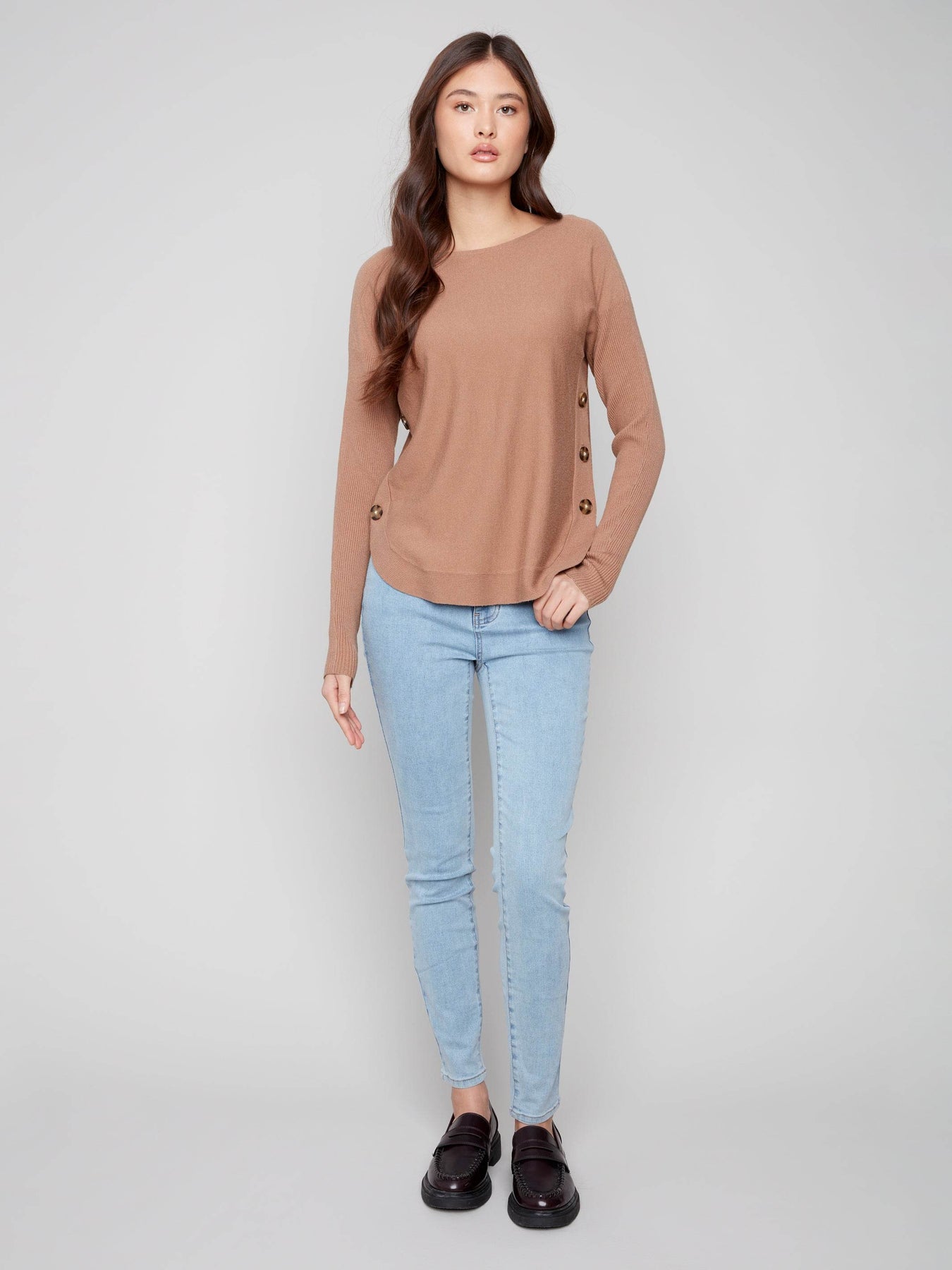 The Lorraine Side-Button Sweater by Charlie B