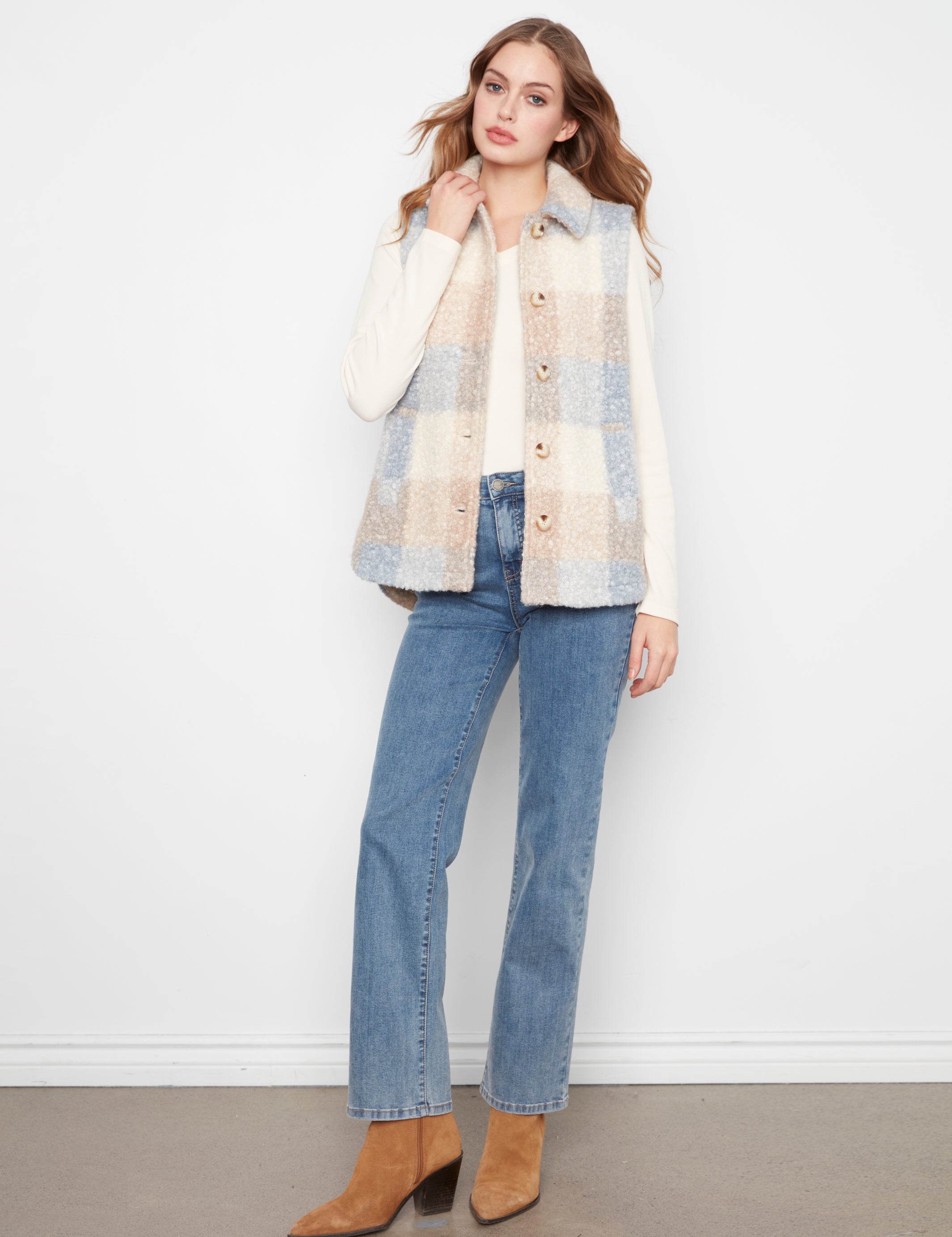 Charlie B Plaid Knit Vest