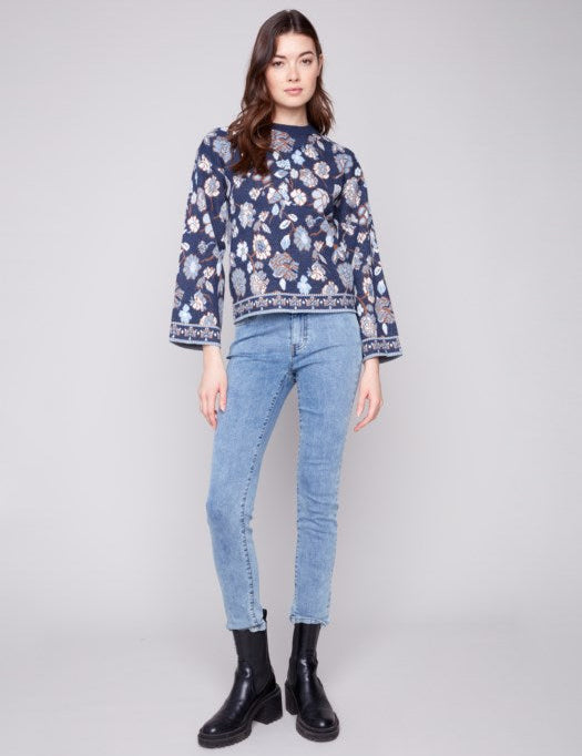 The Vivienne Floral Jacquard Sweater by Charlie B - FINAL SALE