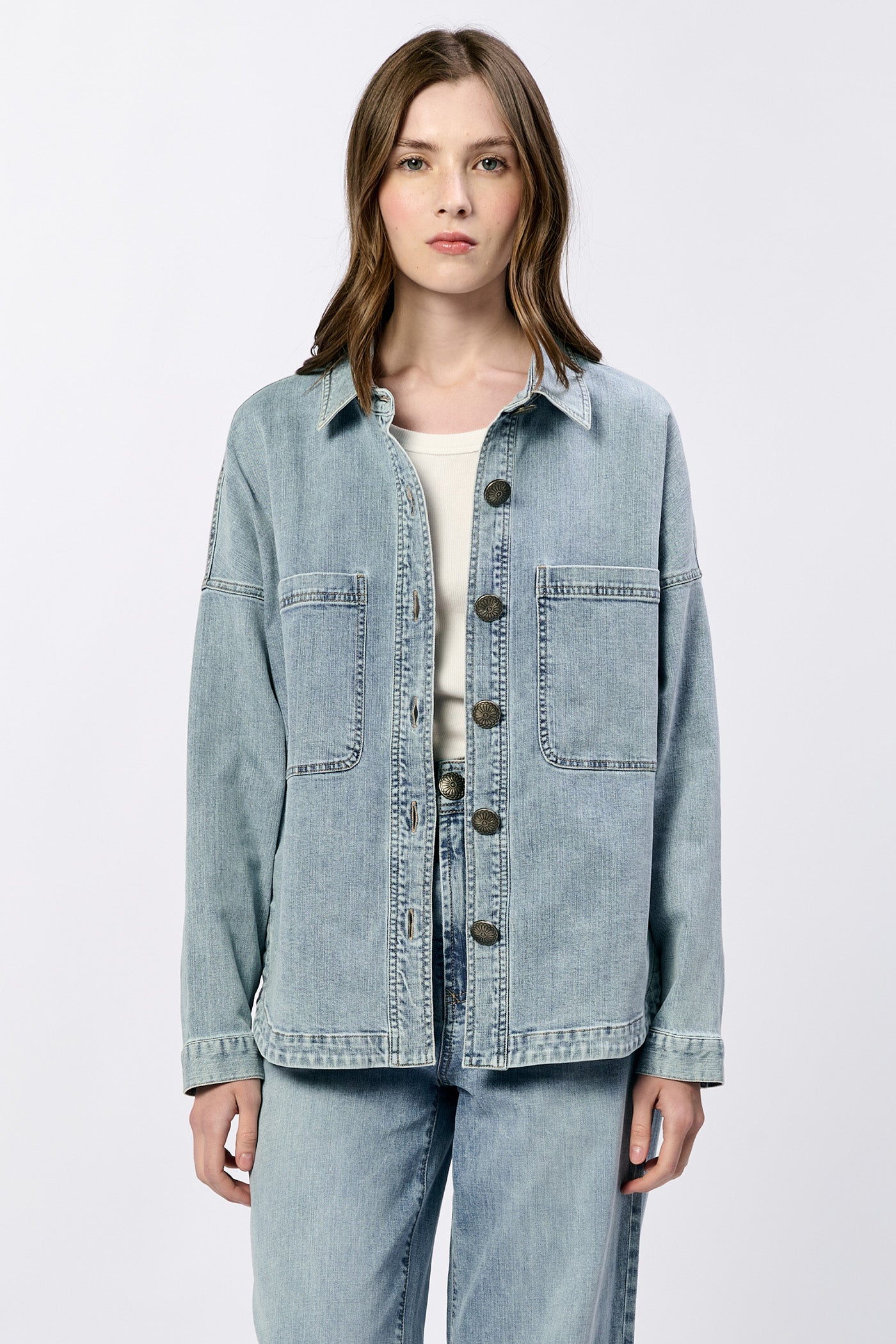Gina Denim Shirt Jacket - Zurie