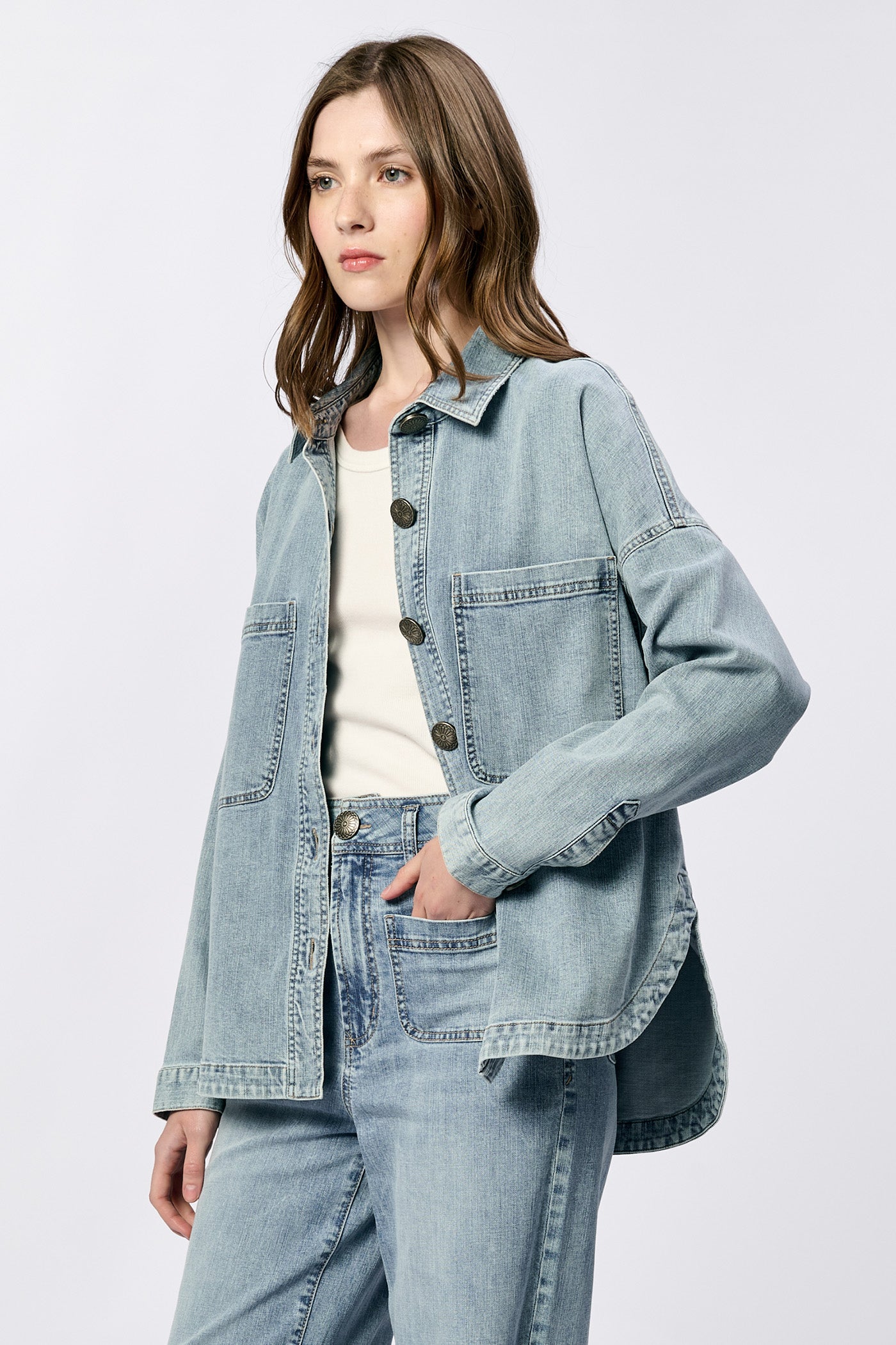 Gina Denim Shirt Jacket - Zurie