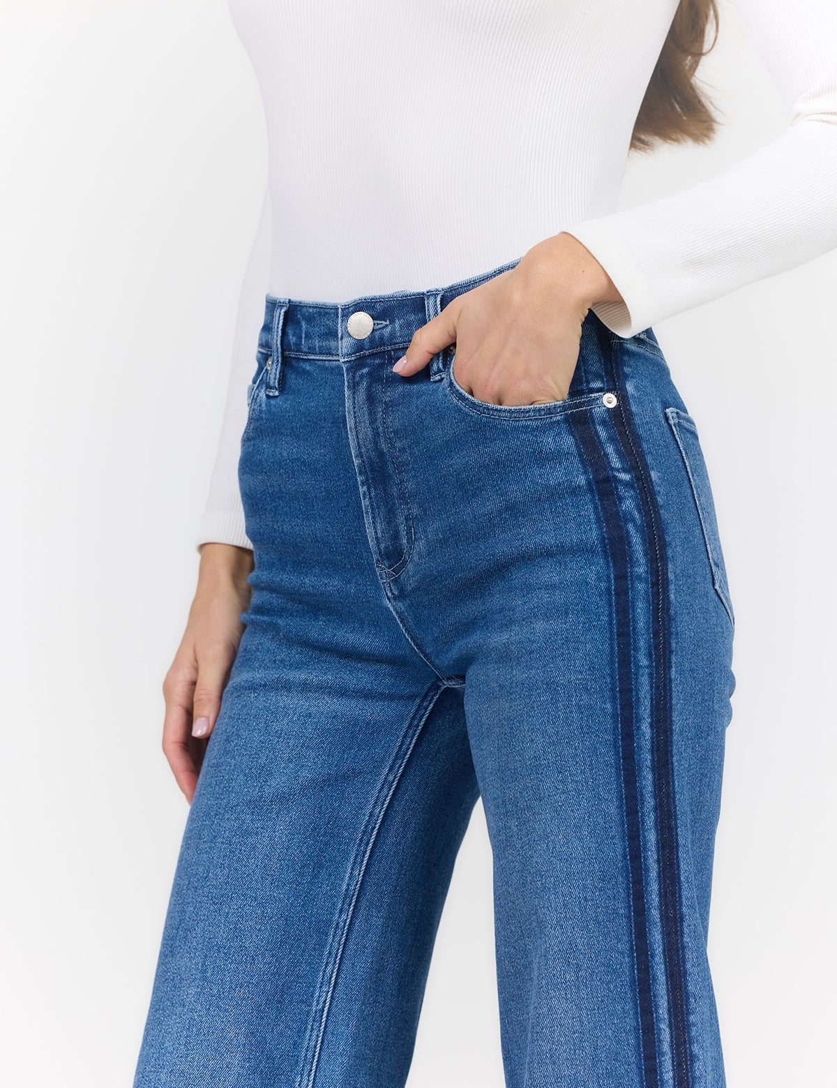 Margot Straight Leg Stripe Denim