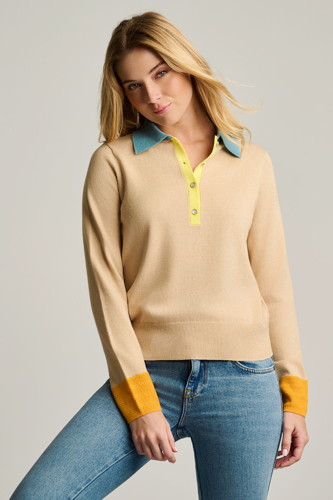 Posh Cotton Cashmere Polo Sweater