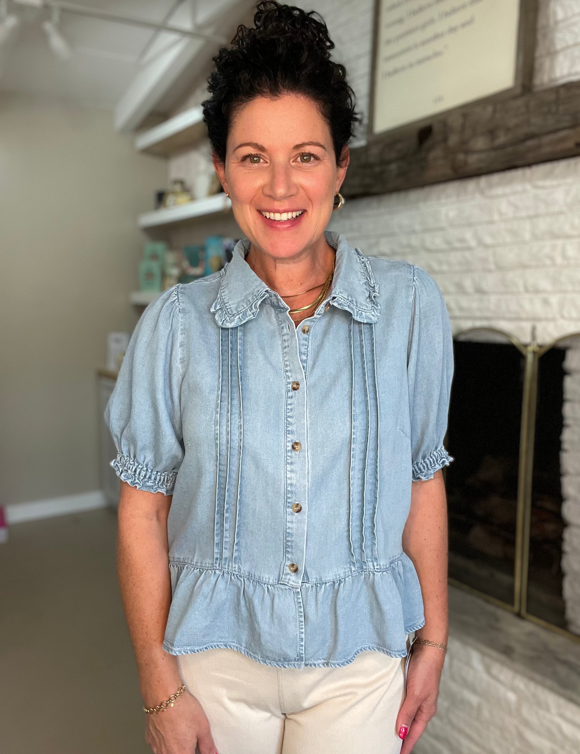 Ruffle Tencel Blouse