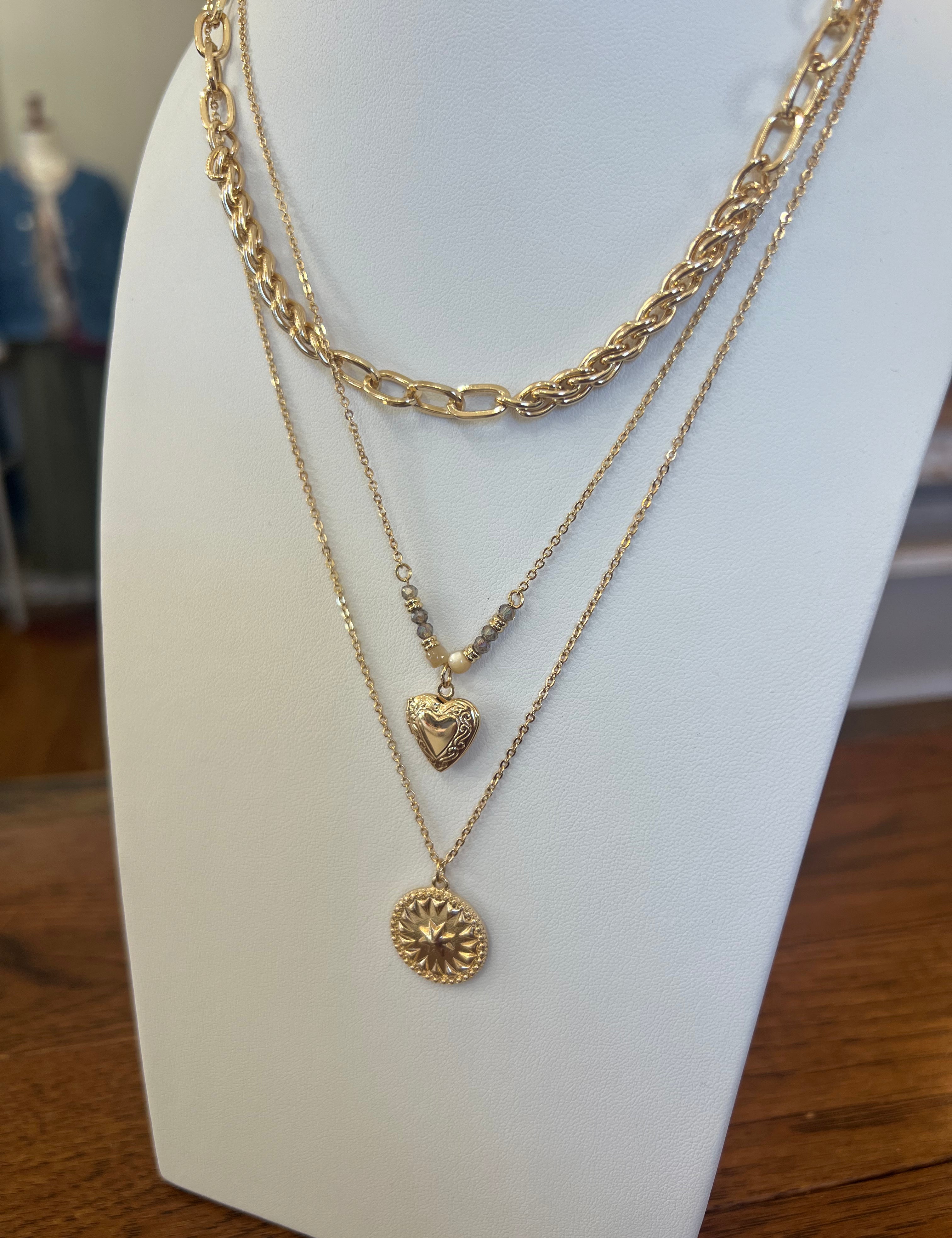 Triple Layer Gold Necklace