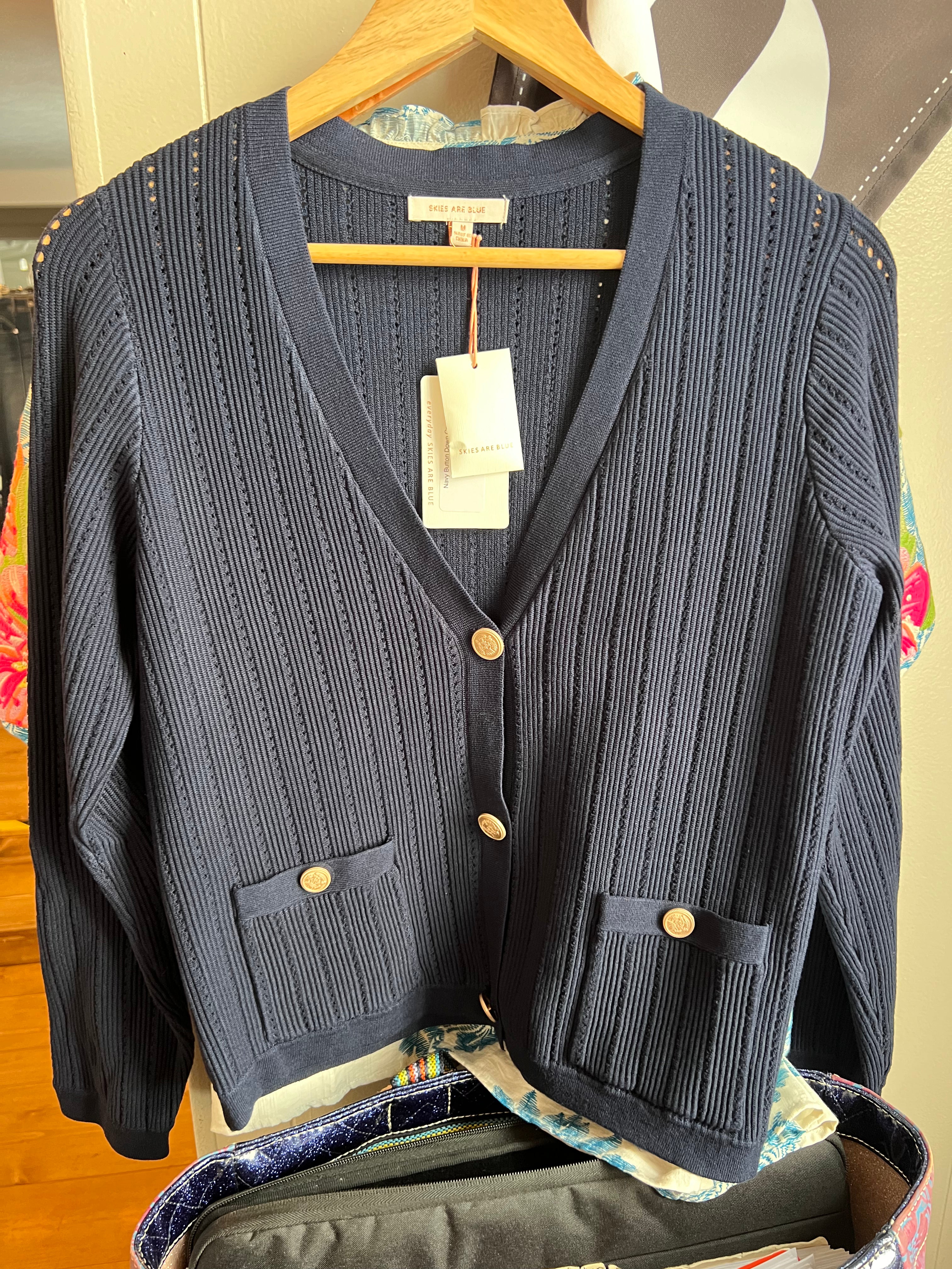 Navy Button Down Cardigan