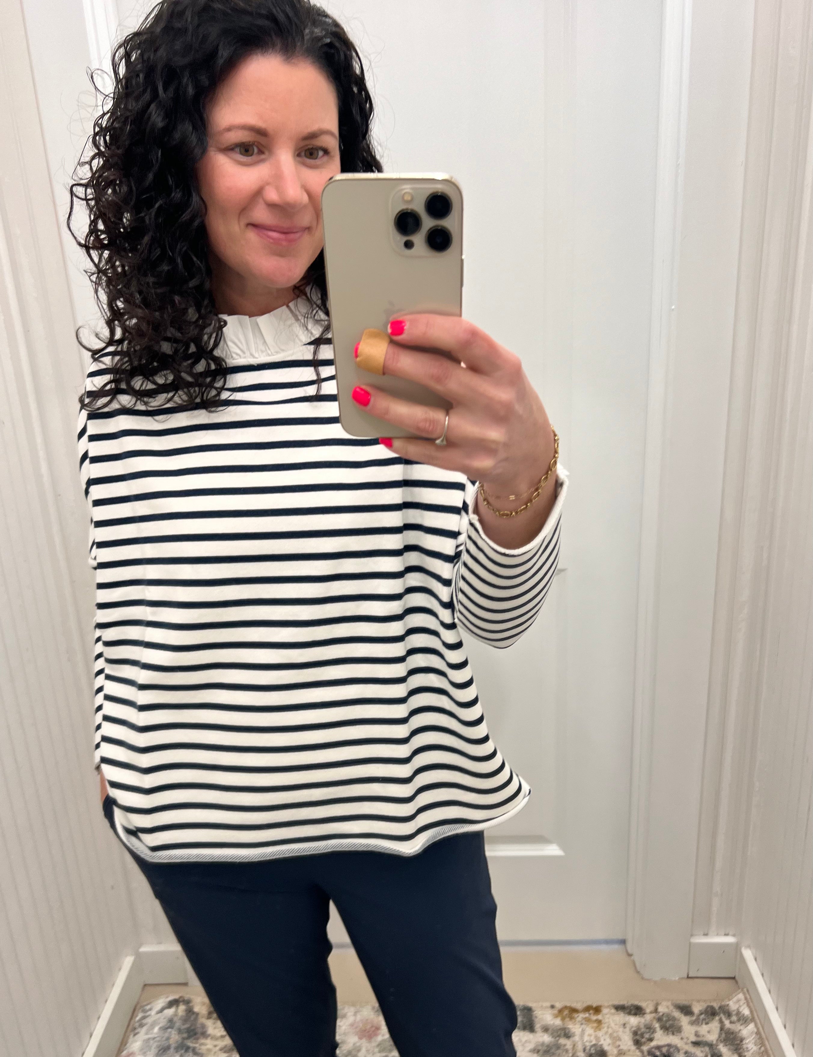 Gloria Stripe Frill Neck Sweatshirt