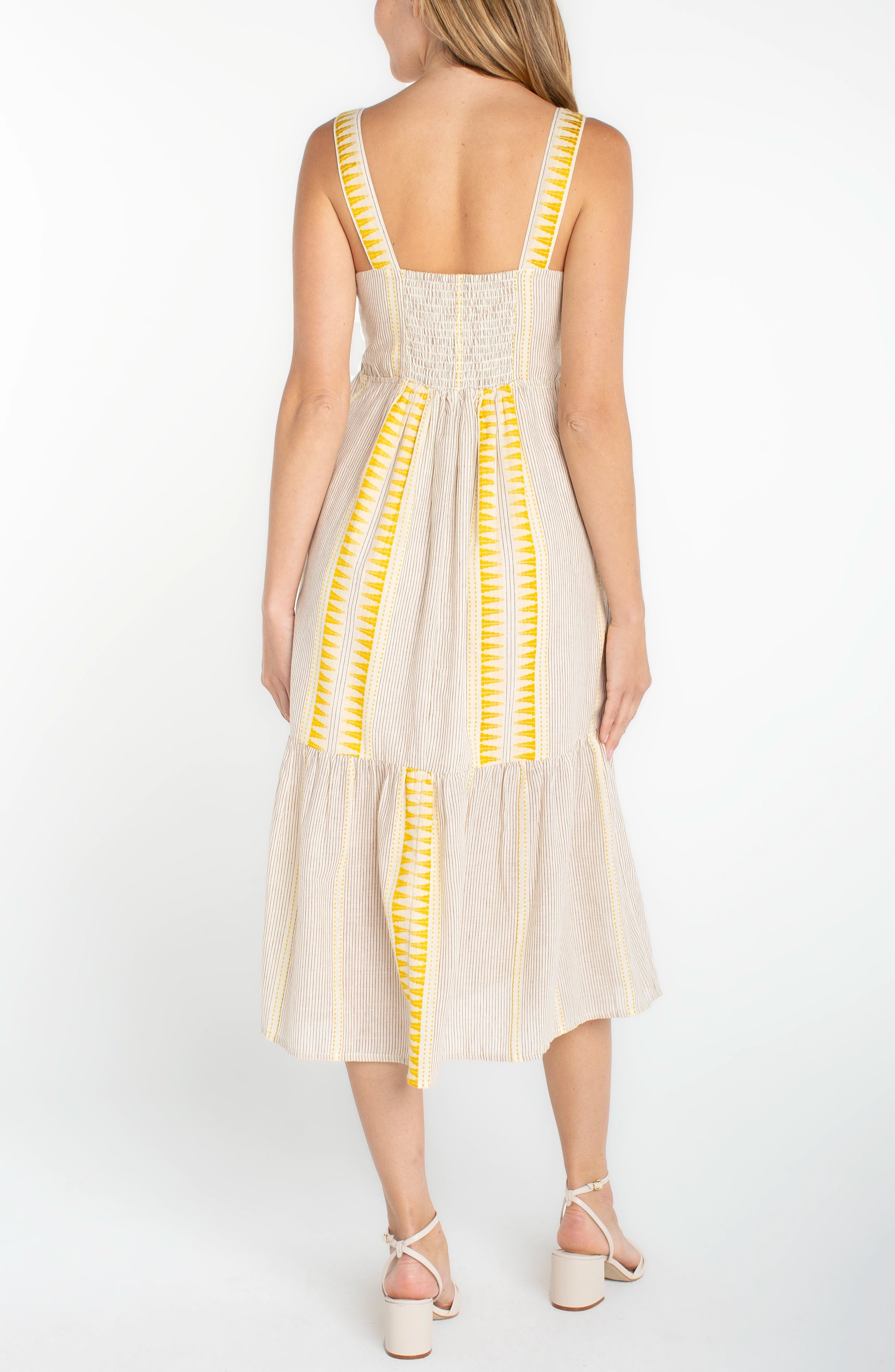 Soft Yellow Boho Style Midi Dress