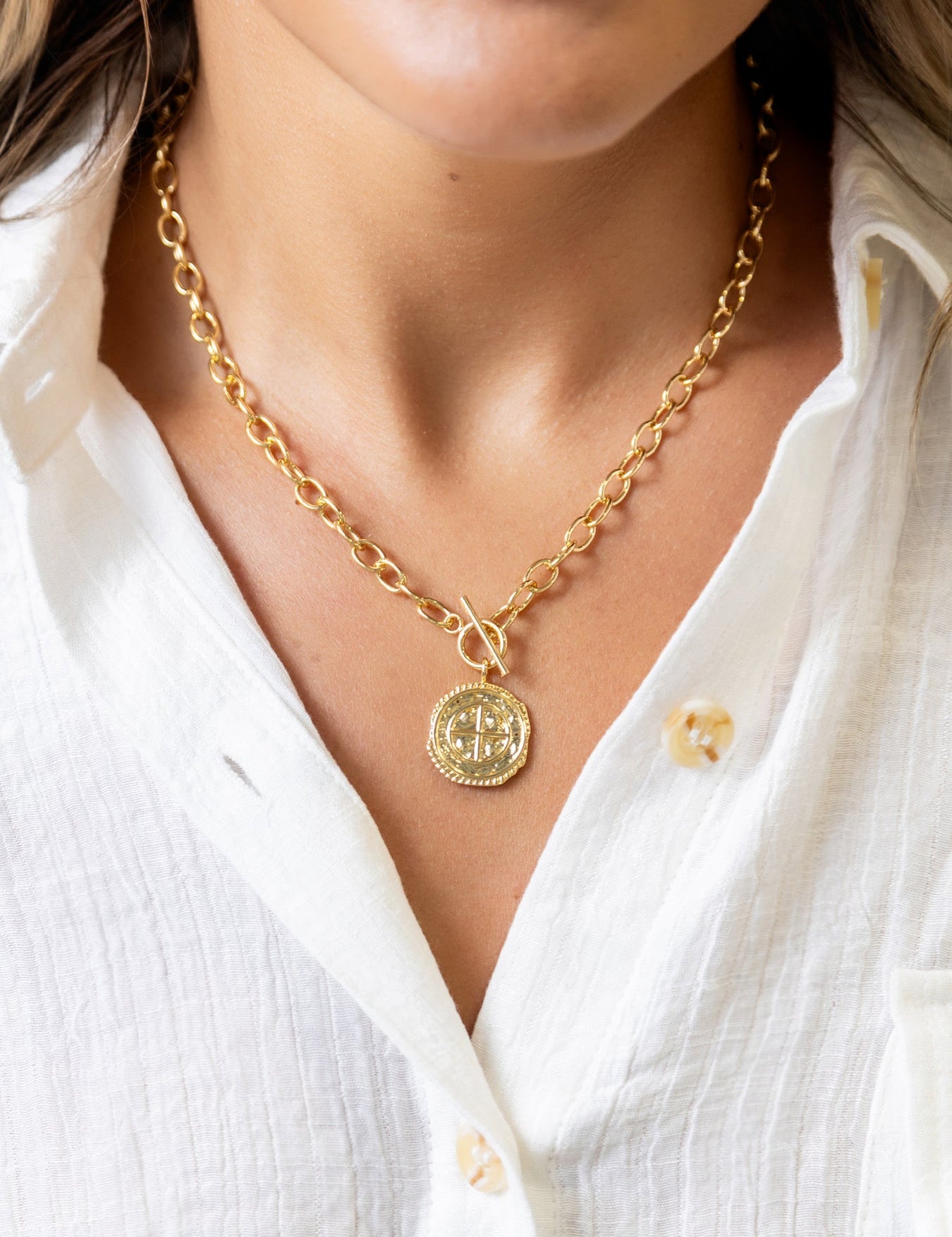 Monroe Coin Necklace in Gold