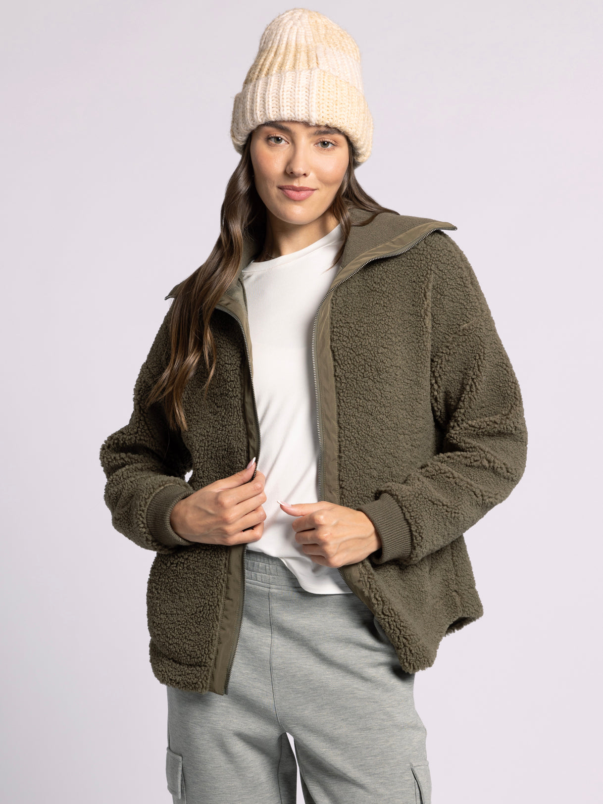 Trista Fleece Jacket in Dark Olive