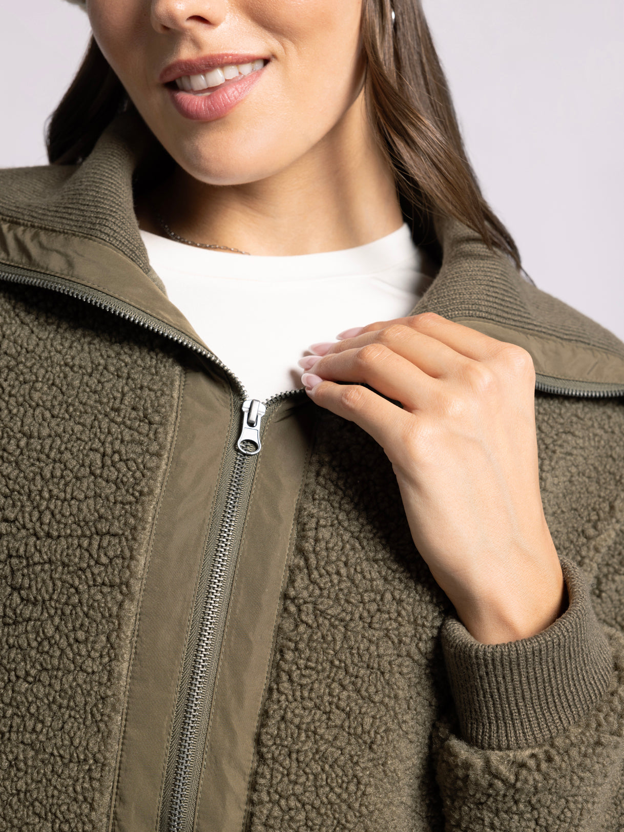 Trista Fleece Jacket in Dark Olive