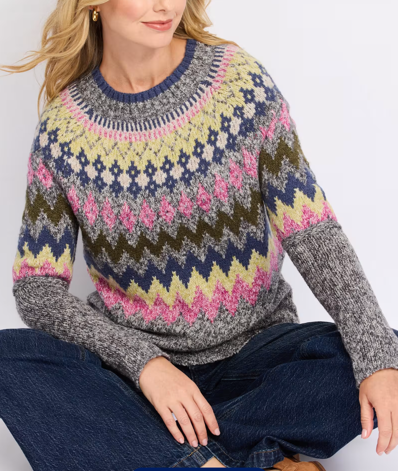 Tribal Pink Flambe Intarsia Sweater